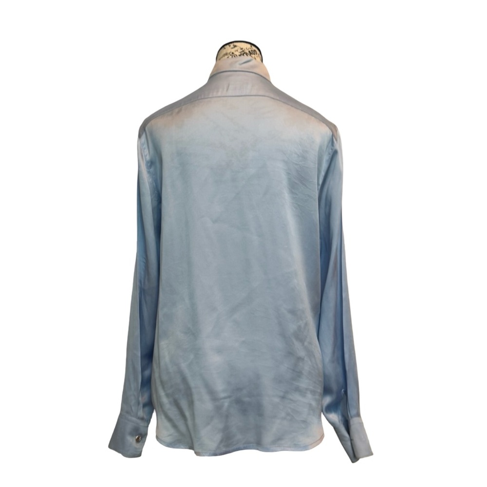 Armani Collezioni Silk Button Down Shirt. Light Blue. Size 6 - Picture 8 of 9